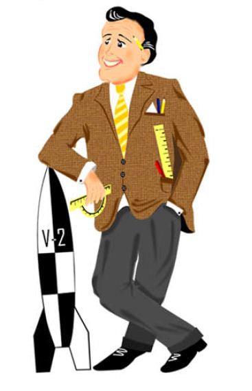 Cartoon of Wernher von Braun