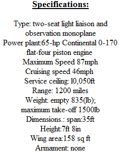 Aeronca Grasshopper L-5 Spec Sheet