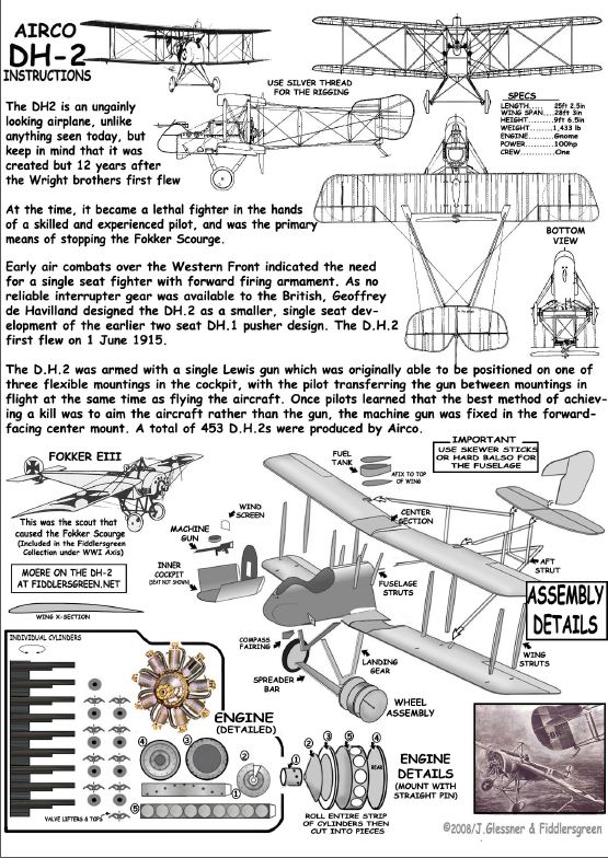 Airco DH.2 paper model instructions