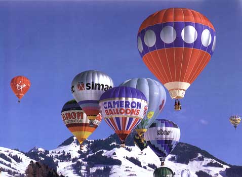 Hot air balloons in the Alps
