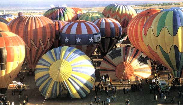 Hot air balloons launching