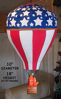 Picture of garfield in a hot air balloon paper model decorated with American flag