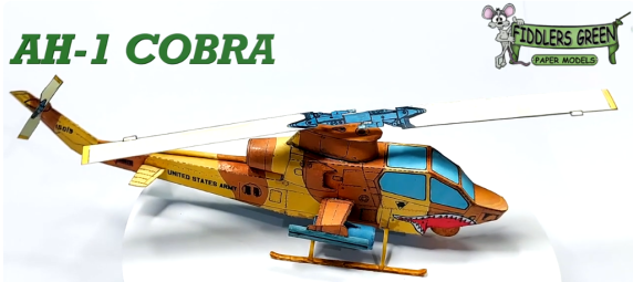 Huey Cobra helicopter paper model