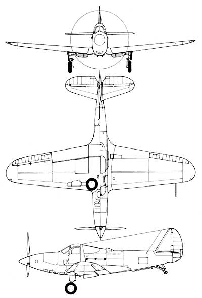 3 View of Bell XFL-1 Airabonita