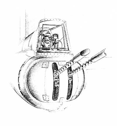 Sketch of the Rear Gunner of the B-17 Flying Fortress