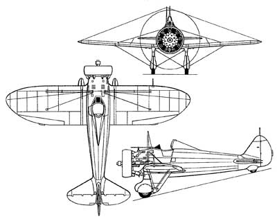 3 View of the Boeing P-26 Peashooter