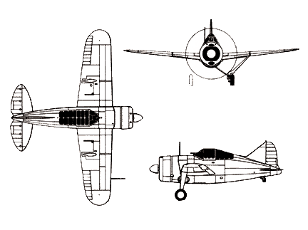 three view of the Brewster Buffalo