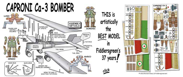 illustration for the Caproni C-3 WWI Bomber paper model airplane