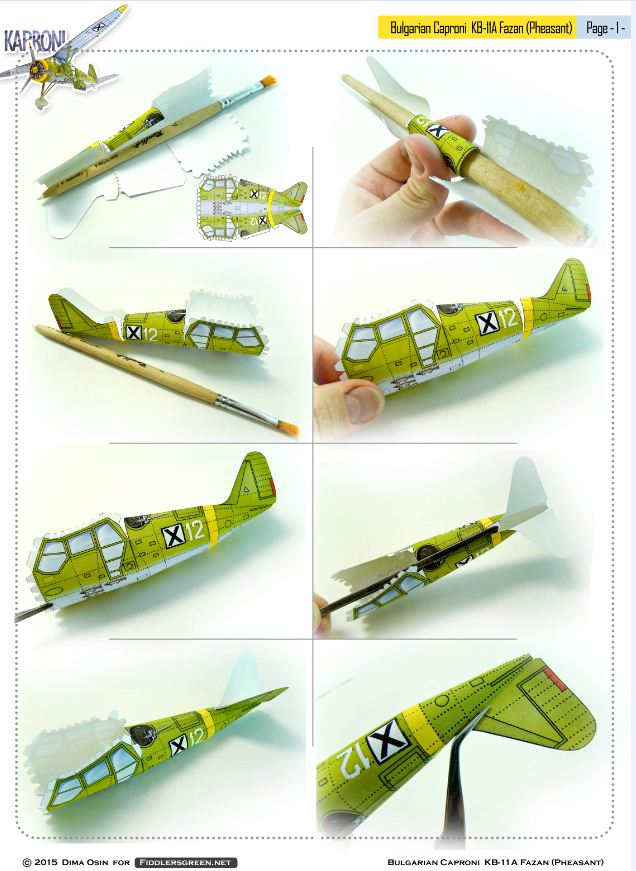 Page 1 of illustrated tutorial for building the Caproni KB 11-a paper model airplane