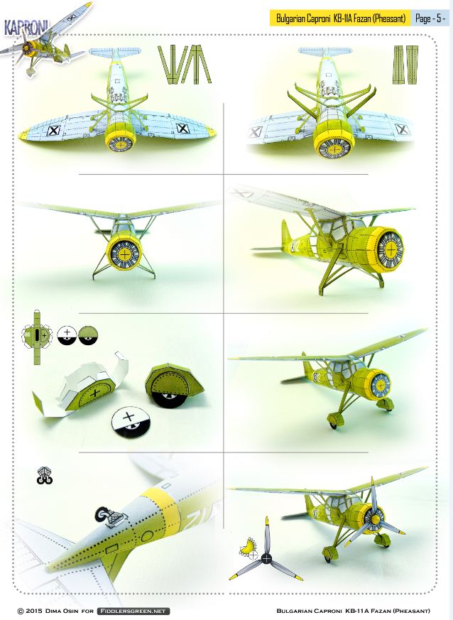 Page 5 of illustrated tutorial for building the Caproni KB 11-a paper model airplane