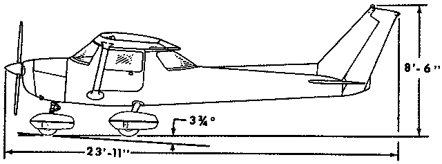 Side view sketch of a Cessna 150
