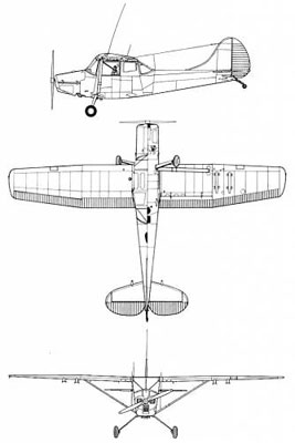 3 View of the Cessna L-19 Bird Dog