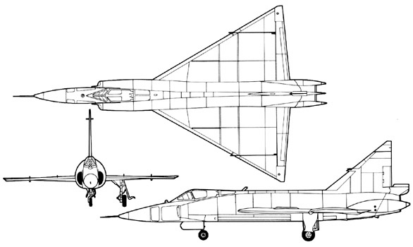 george bush delta dagger f102 three view 3 w