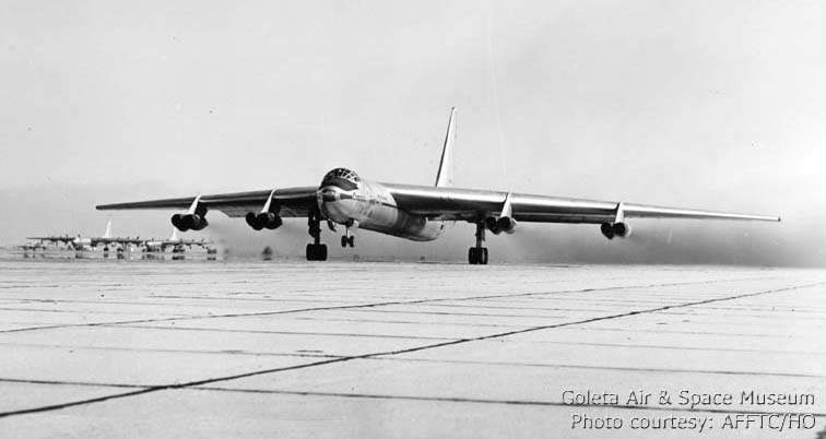 YB-60 Taking off from Edwards AFB.