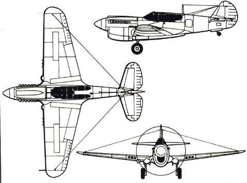Three view of the P-40