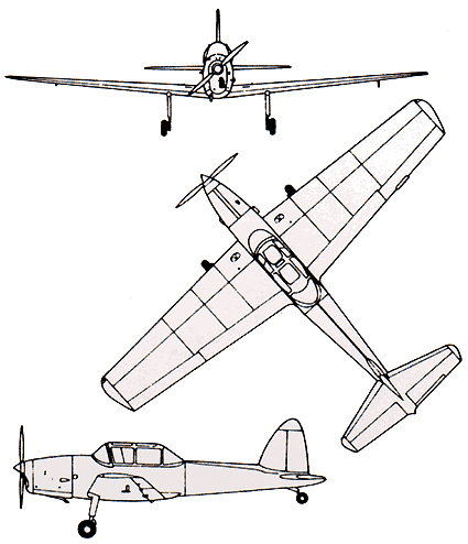 three views of the De Havalland Chipmunk