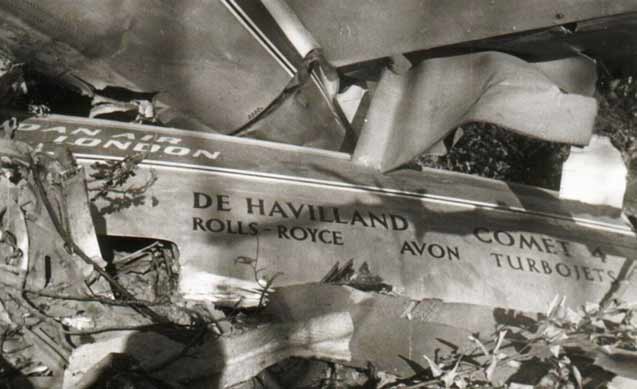 DeHavilland Comet crash wreckage of first jet airliner
