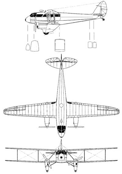 3 View de Havilland DH.89