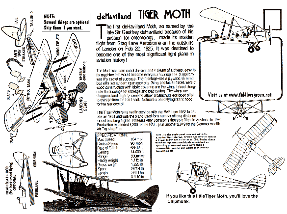 Information about the deHavalland Tiger Moth