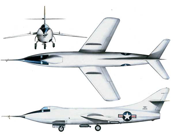 Three views of the D-558 Skyrocket  