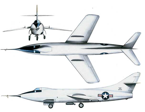 Three views of the D-558 Skyrocket  