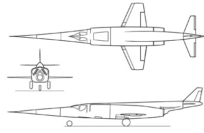 3 View of the Douglas X-3 Stiletto