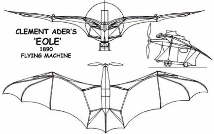 3 view of the Eole Flying Machine