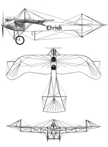 3 view Etrich Taube