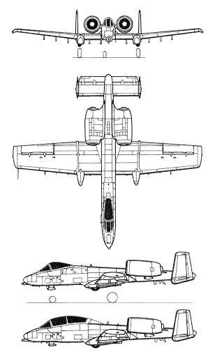 Fairchild A-10 Thunderbolt II 3 View Top