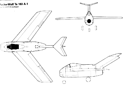 FW Ta-183 Huckebein three view