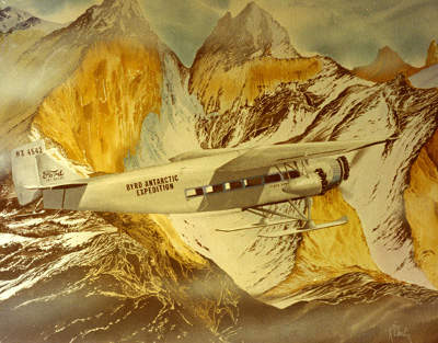 Admiral Byrd Flying over the Antarctic Peaks.