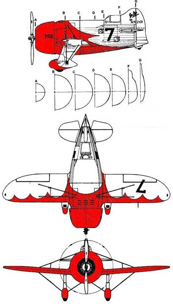 Gee Bee Racer three views