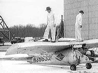 Goodyear Inflatoplane people walking on the wings