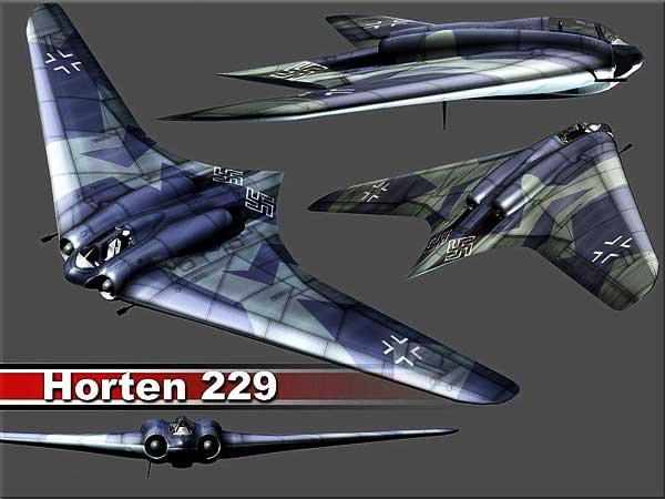 4 view rendering of the the Horten Ho 229