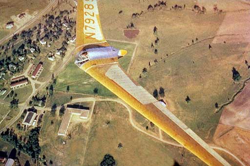 Horten Ho-IV flying over the countryside