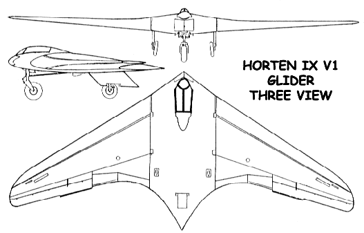 Horten IX flying wing three vu