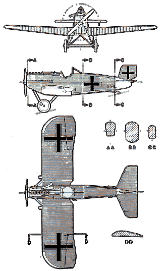 Junkers D-1 Three View