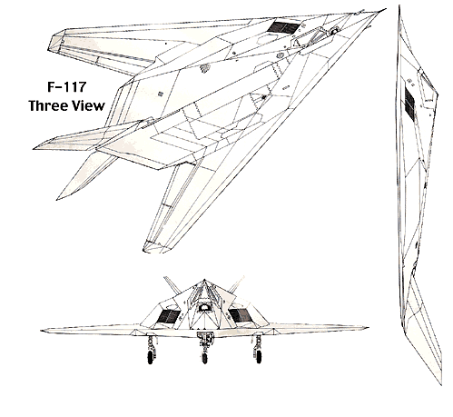 3 View Lockheed F-117