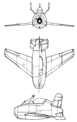 3 View of the McDonnell XF-85 Goblin