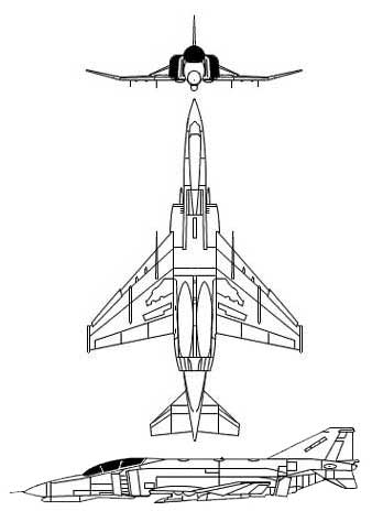 3 View McDonnell Douglas F-4 Phantom