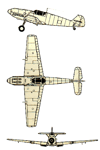 ME-109 thre views of fighter