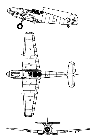 ME-109 thre views of fighter