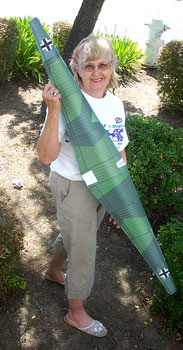Annie holding Me-321 finished wing