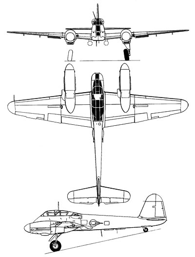 3 View of the Messerschmitt Me210 Me410