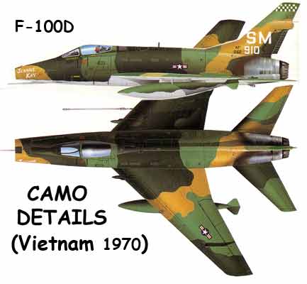 Hard points for bombs and missiles had been increased to six F100 Camo