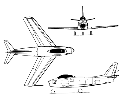 Three Views of the F-86 Sabre Jet