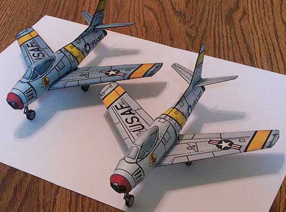 photo of F86 Saber Jets paper model airplanes 