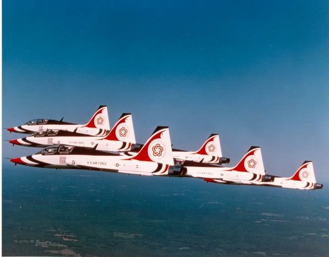 Thunderbirds flying the Bicentennial Colors
