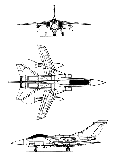 Three views of the Panavia Tornado