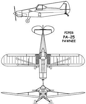 Piper PA-25 Pawnee 3 view